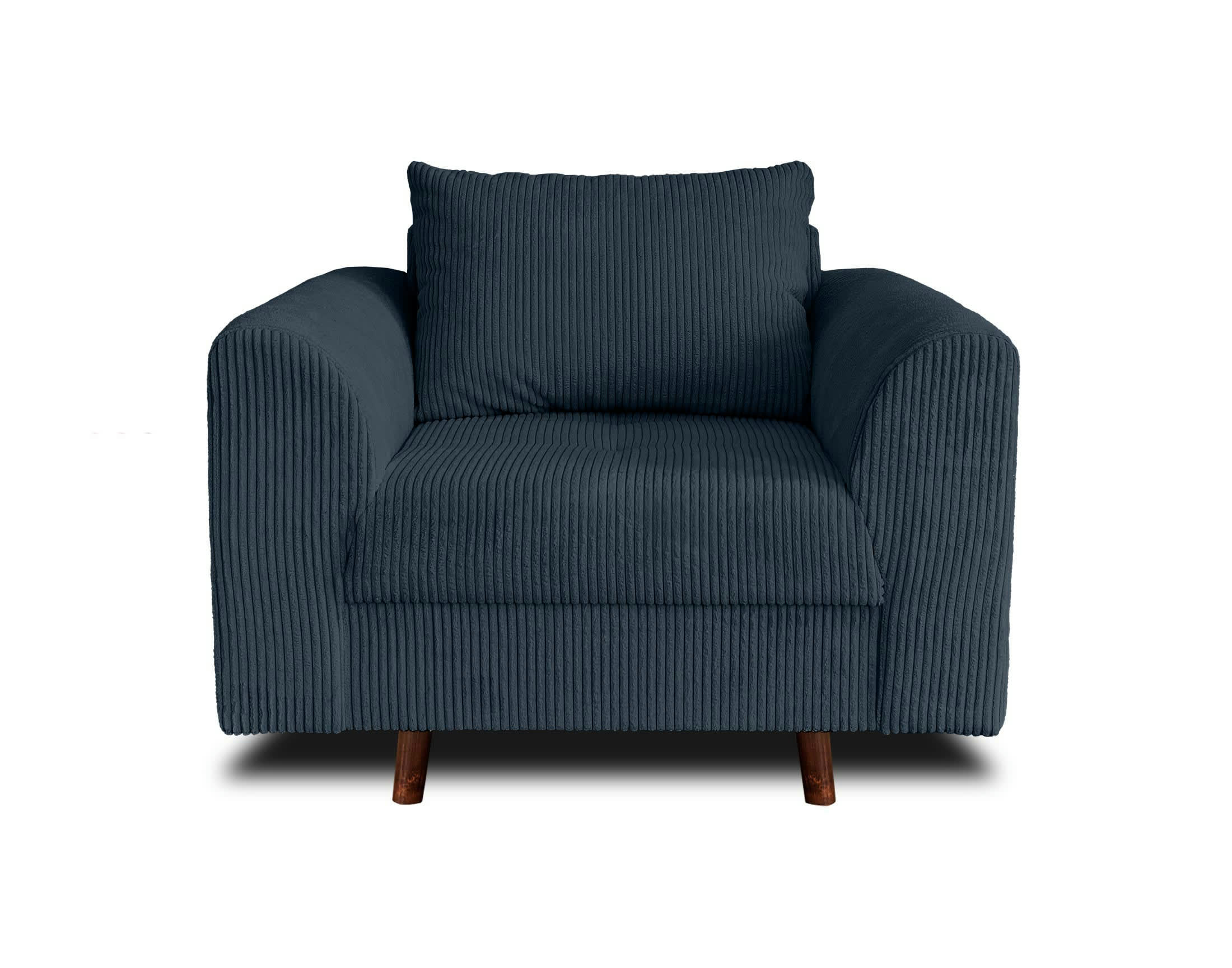 RUNE - Fauteuil en velours côtelé bleu nuit