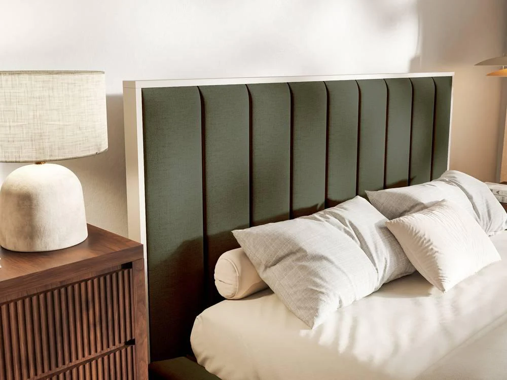 Bedframe Taavi chenille met opbergruimte en verlichting 140 x 200 cm