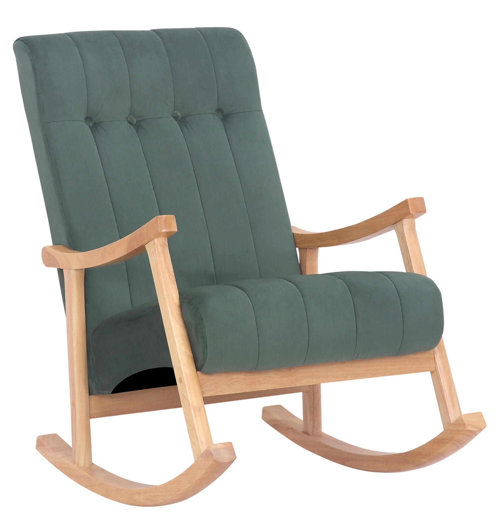 SALTILO - Chaise à bascule avec accoudoirs et assise en velours Nature / Vert