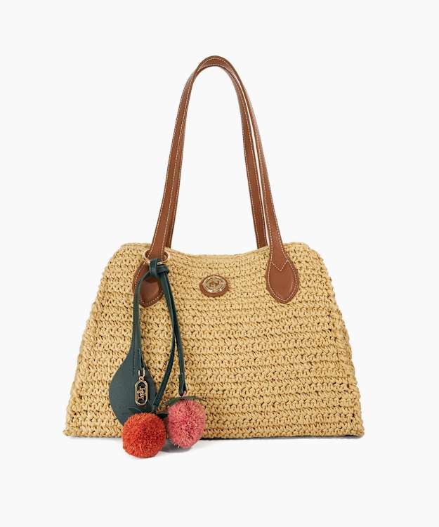 Devotedly Natural - Raffia Charm-Detail Tote Bag