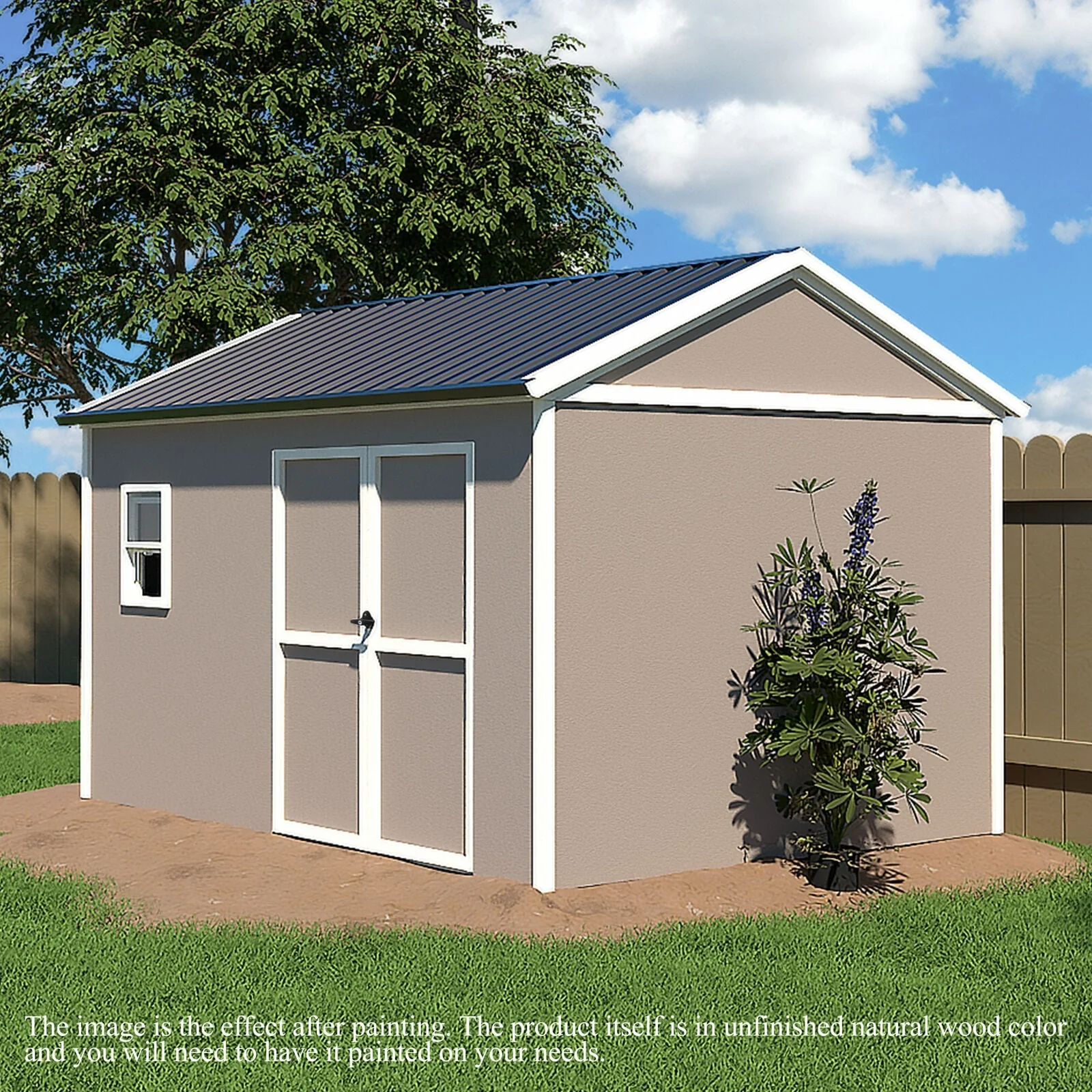 VEIKOUS Outdoor Wood Storage Shed with Lockable Door and Window - 8'x12'