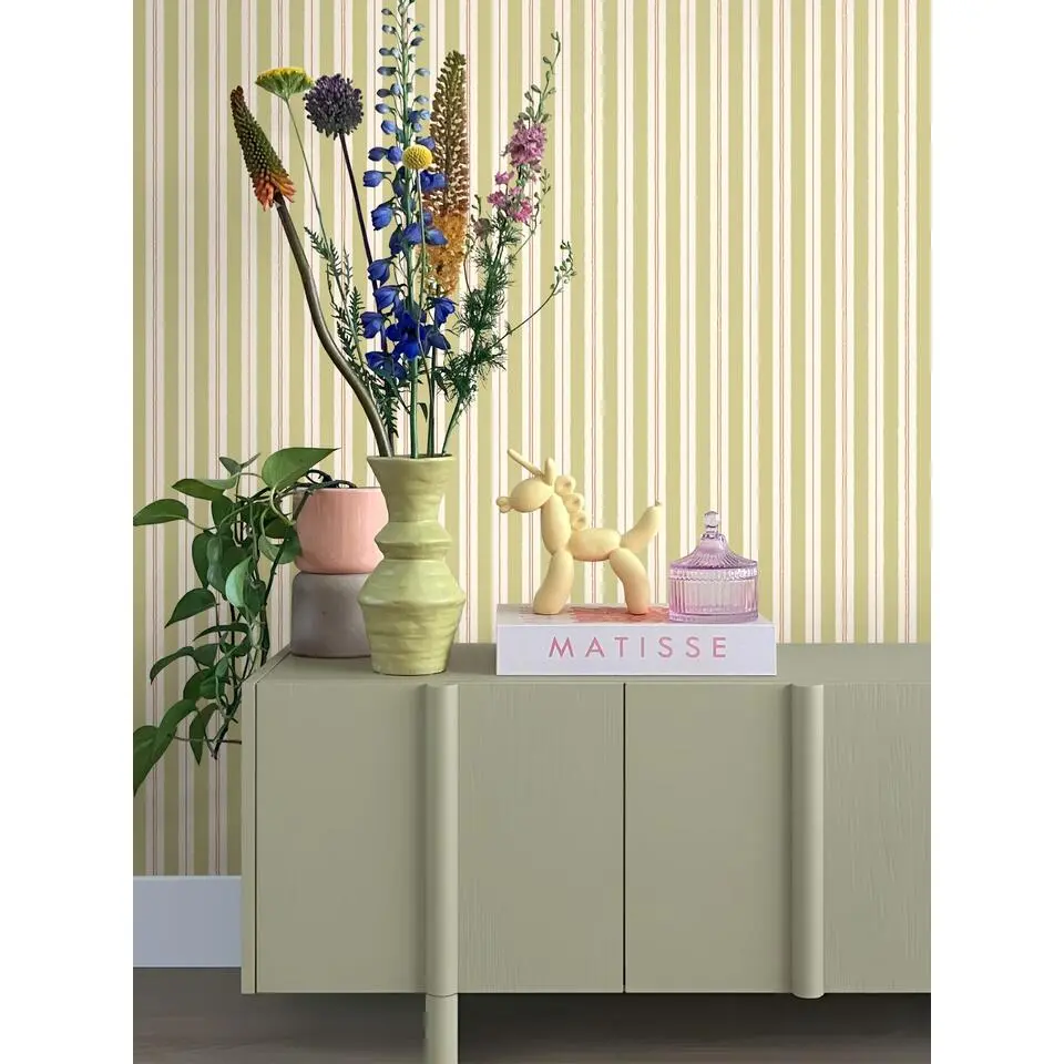 ESTAhome behang strepen groen en bruin - 50 x 900 cm