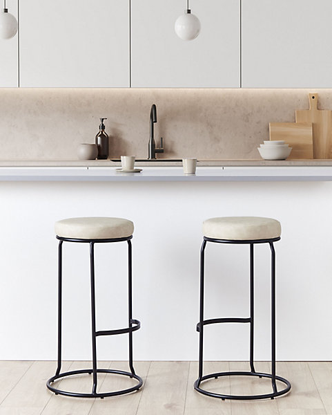 Lot de 2 tabourets de bar MILROY Cuir PU Beige clair