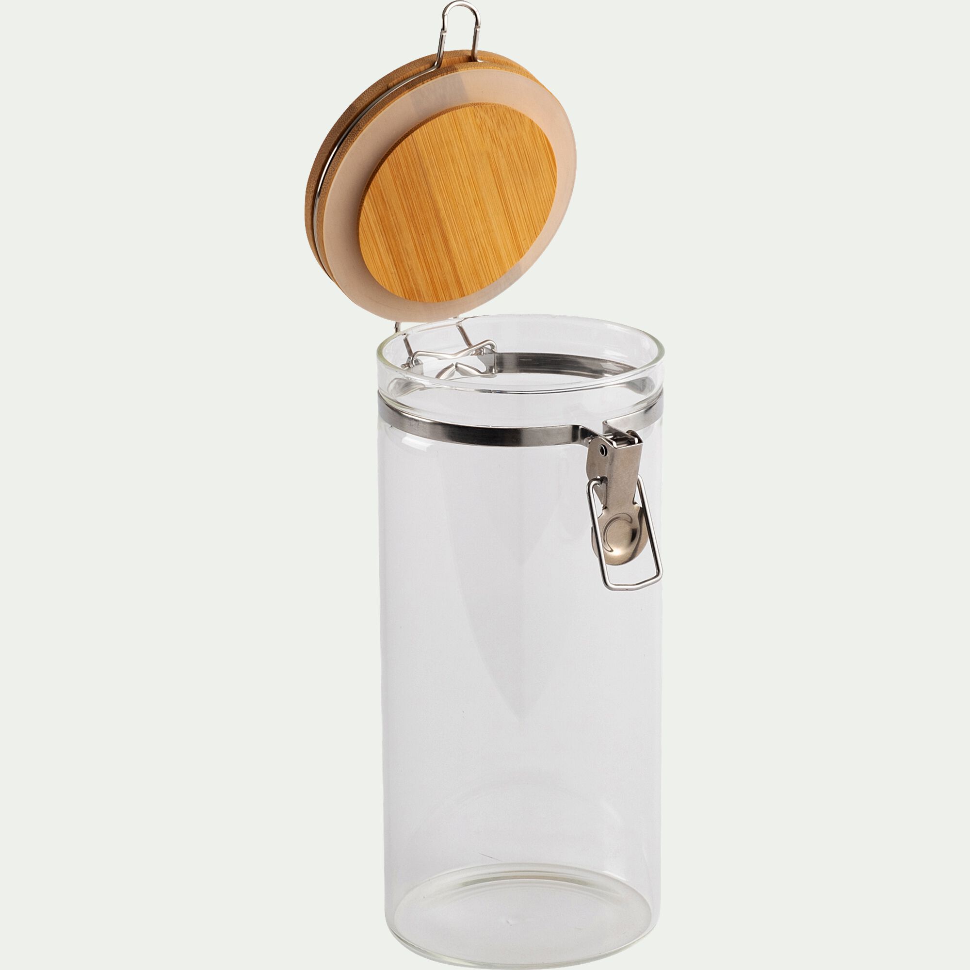 CLIPS - Bocal en verre avec couvercle en bambou 1,4L - transparent