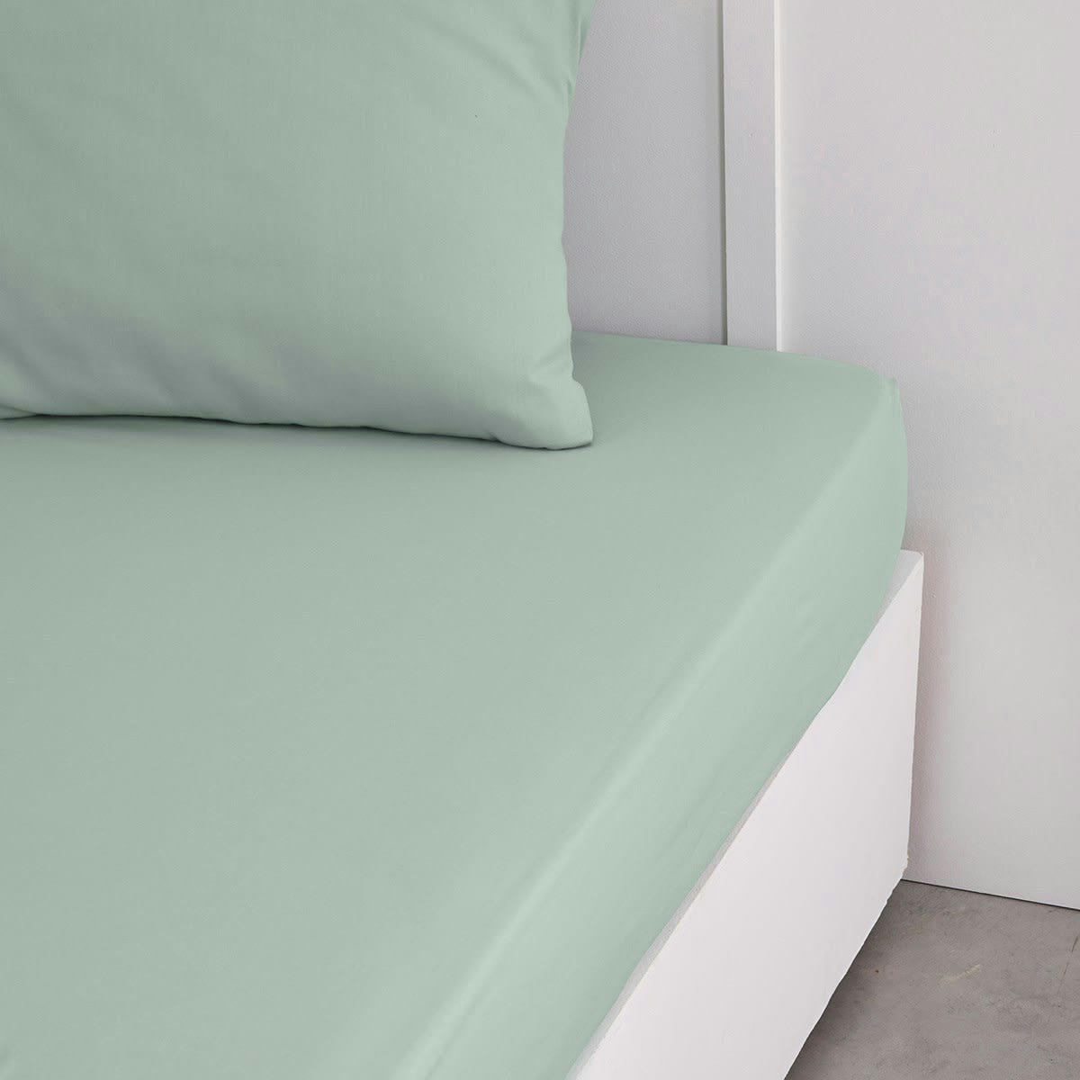 ESSENTIAL - Drap housse  en Coton Vert 140x200 cm