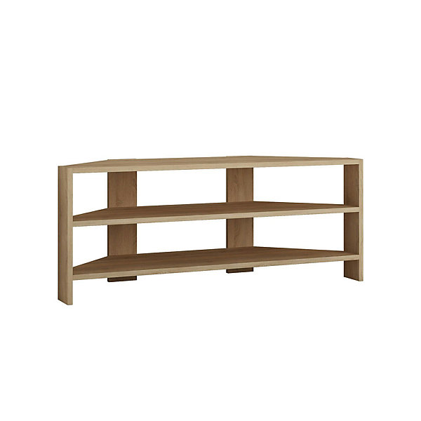 Meuble TV d'angle rangements ouverts effet bois clair MARFA