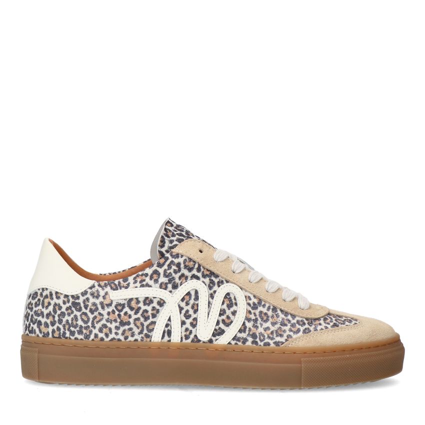 Manfield Beige suède leopard sneakers
