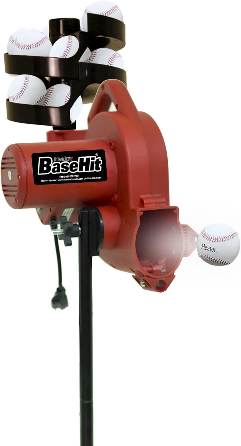 Heater Sports Base Hit Lite  Real Baseball Pitching Machine | Great for All Ages for Hitting and Fielding(One Size/Multicolor)