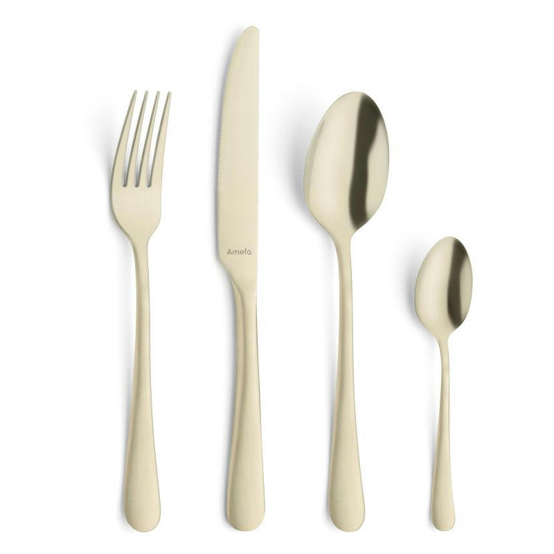 AUSTIN - Ménagère 24 couverts en Acier Inoxydable + PVD Champagne