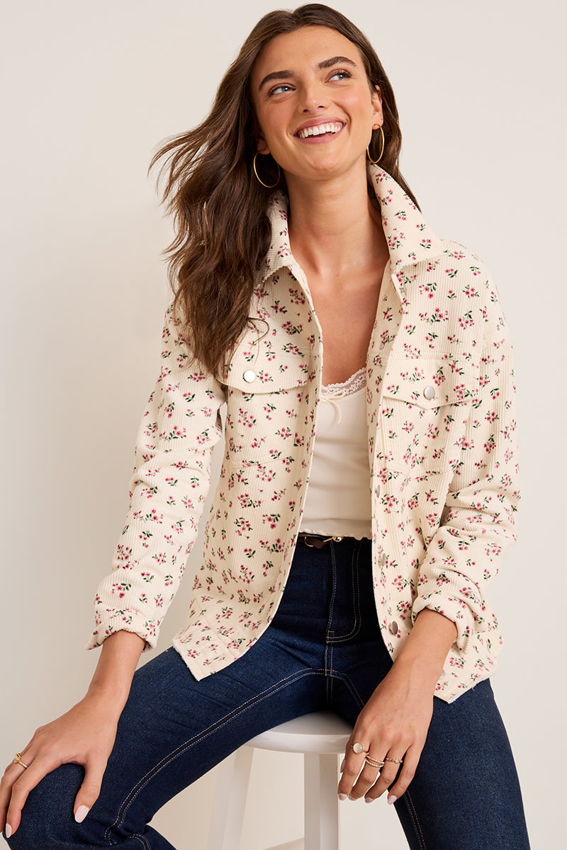 Linda Floral Corduroy Shacket