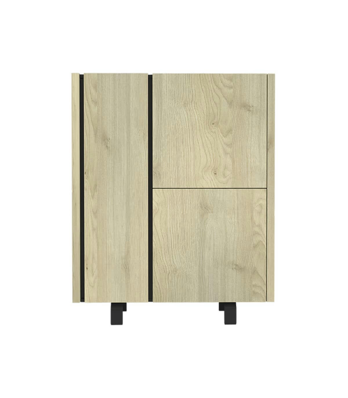 RUSH - Buffet 3 portes effet Chêne et Intérieur Noir