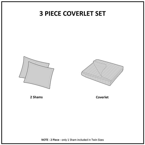 Madison Park Kenneth 3-Piece Reversible Jacquard Coverlet Set Gray