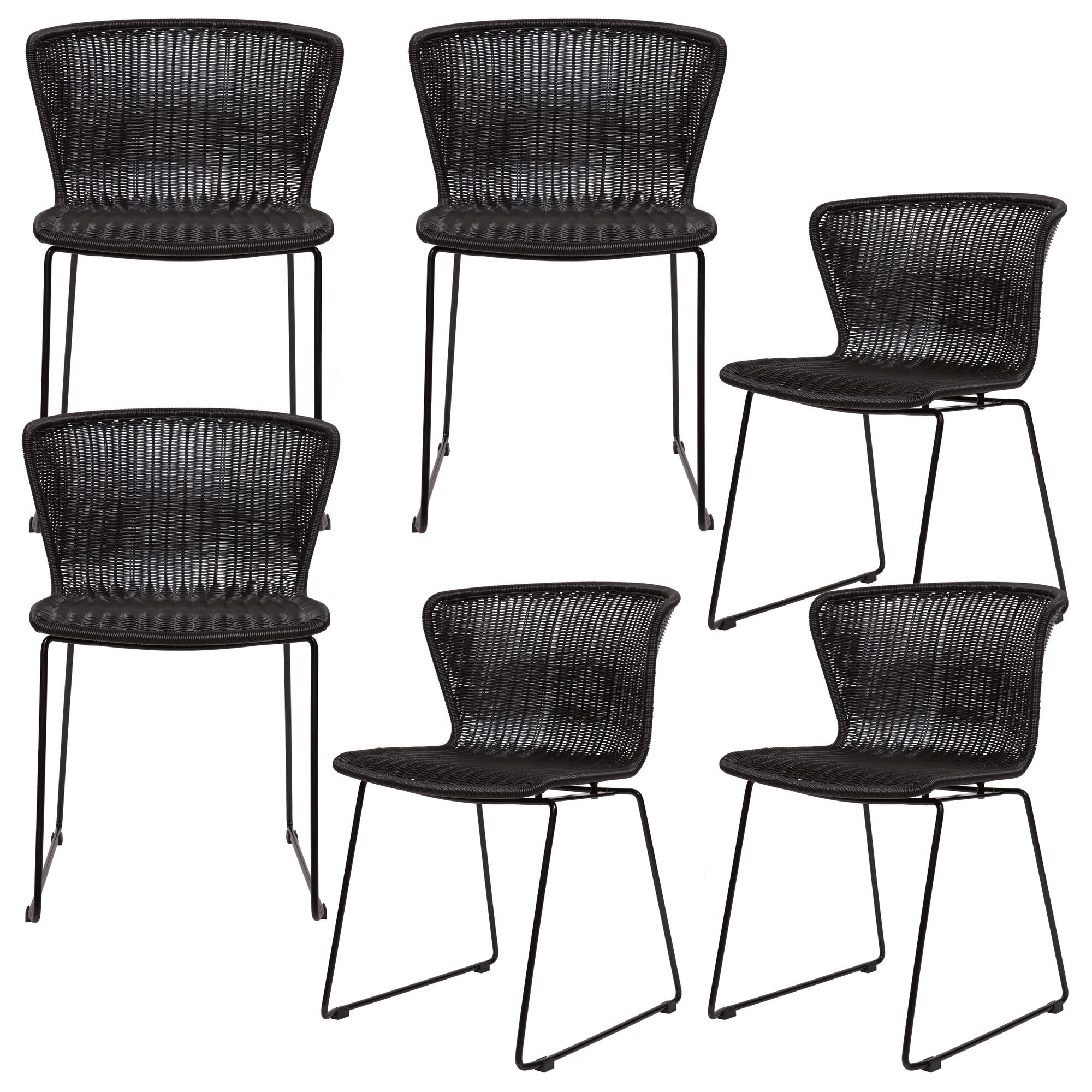 WOOOD tuinstoel Wings - Polyester - Zwart - Set van 6