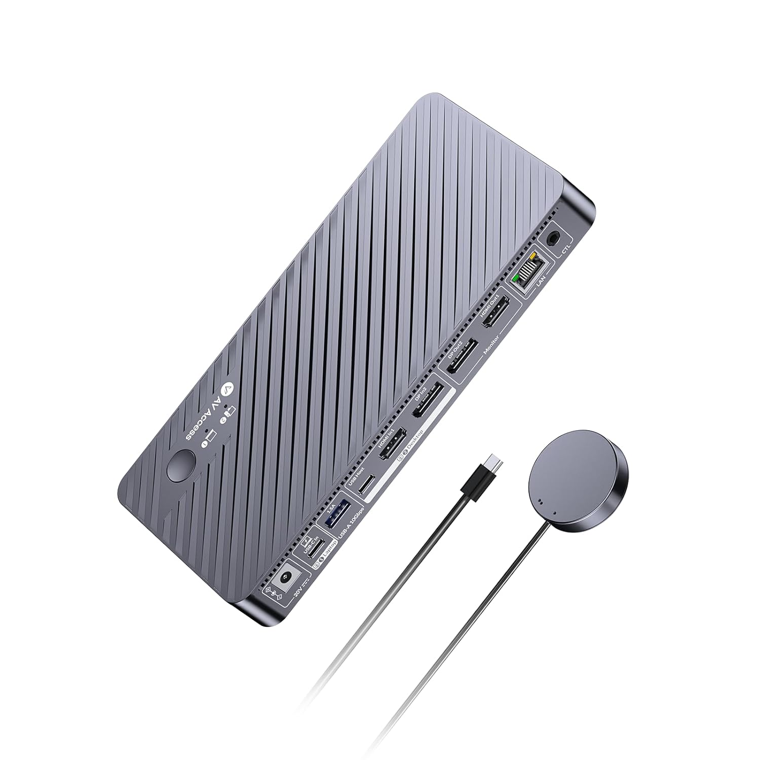 AV Access 8K KVM Switch 2 Monitors 2 Computers for Laptop & Desktop  100W USB-C Charge for Laptop  Ethernet  Docking Station Dual Monitor 8K@60Hz/4K@165Hz  4xUSB 3.2  Audio  SD  Wired Remote Control