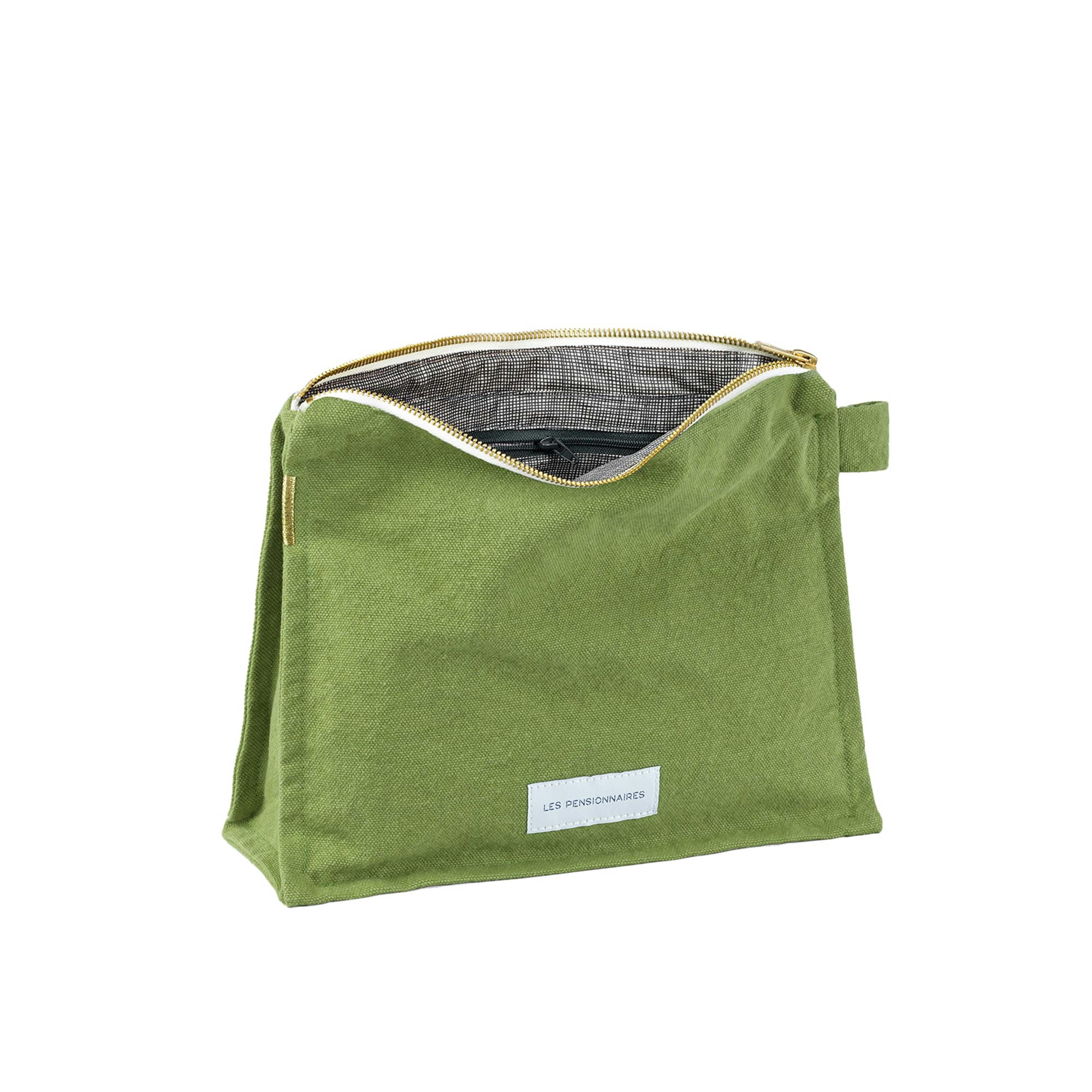 - Trousse de toilette en toile de coton bio vert prairie