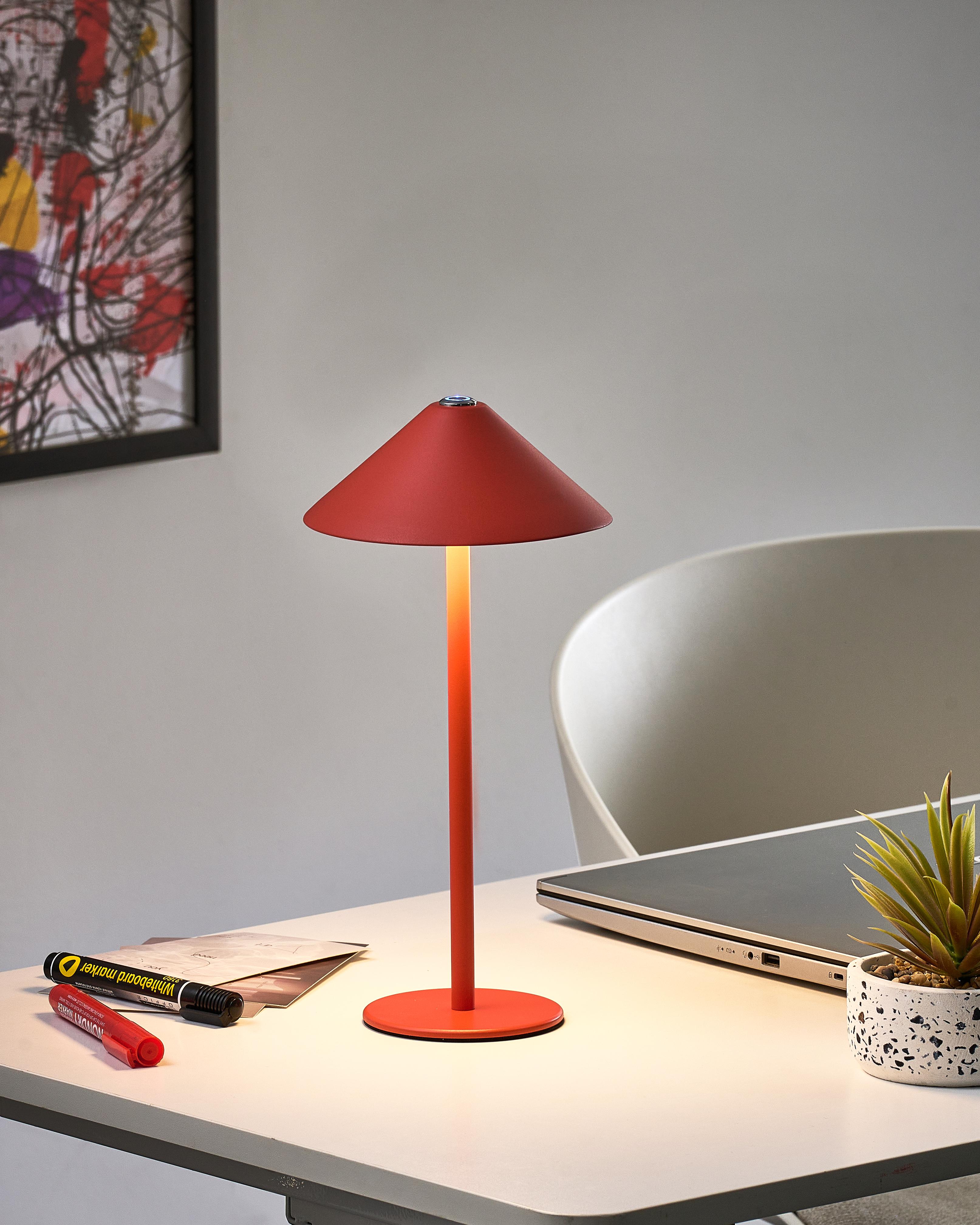 Wireless LED Table Lamp MODJO with Dimmer Metal Red
