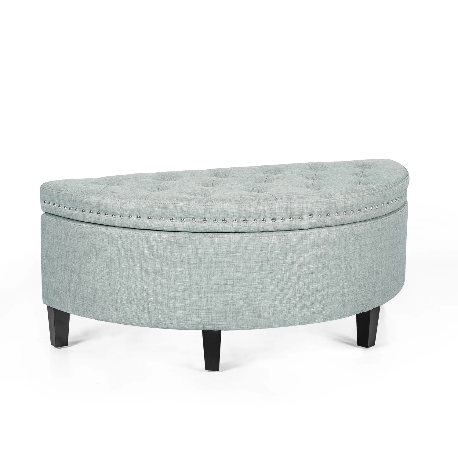 Adeco Half Moon Storage Ottoman Semi Circle Bench