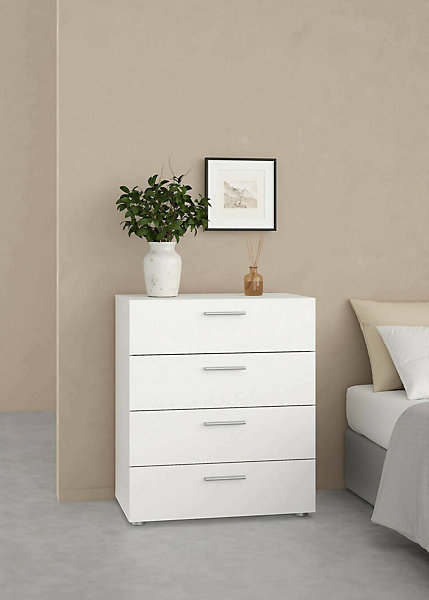 Commode Aramis, Commode polyvalente, Commode de chambre, Meuble avec tiroirs, 70x40 h82 cm, Blanc