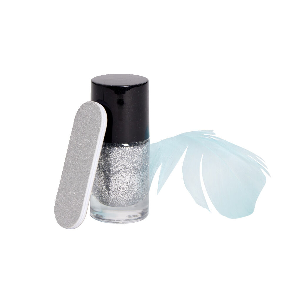 Boule coffret cadeau lime et vernis pailleté gris Ø8cm