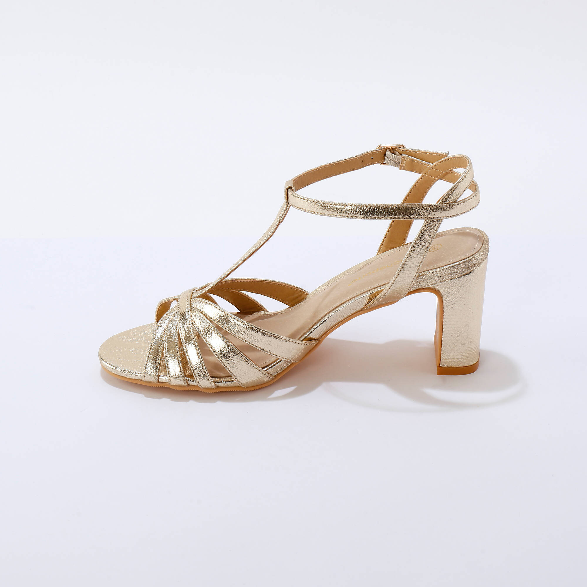 Salomés dorés à talon multibrides