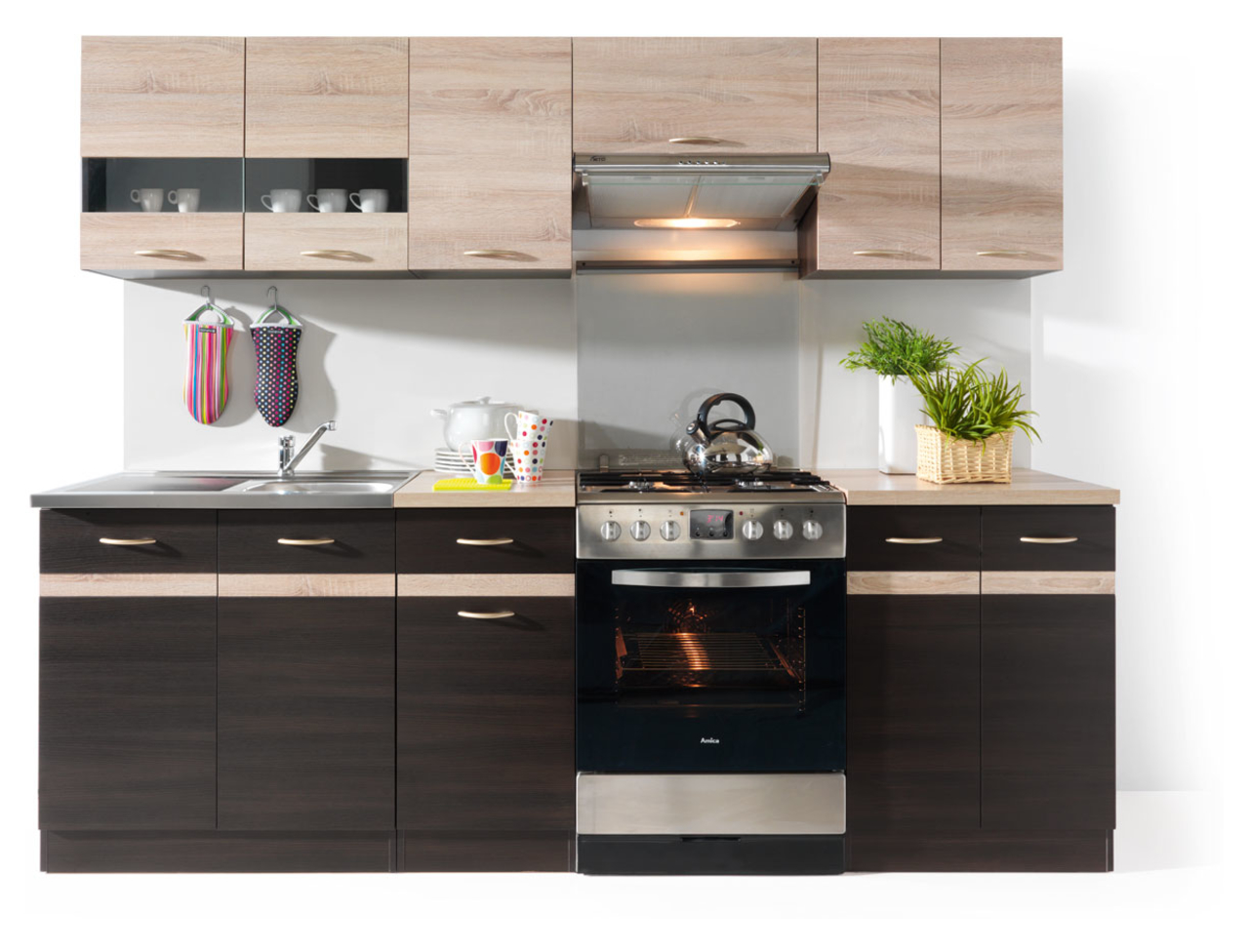 Komplet kuchenny Junona Line 240 cm dąb sonoma/wenge