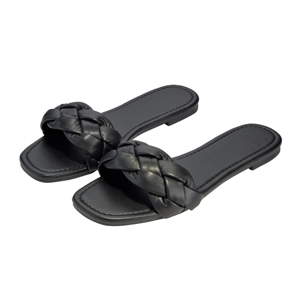 Sandales femme tressées simili noir 39/40