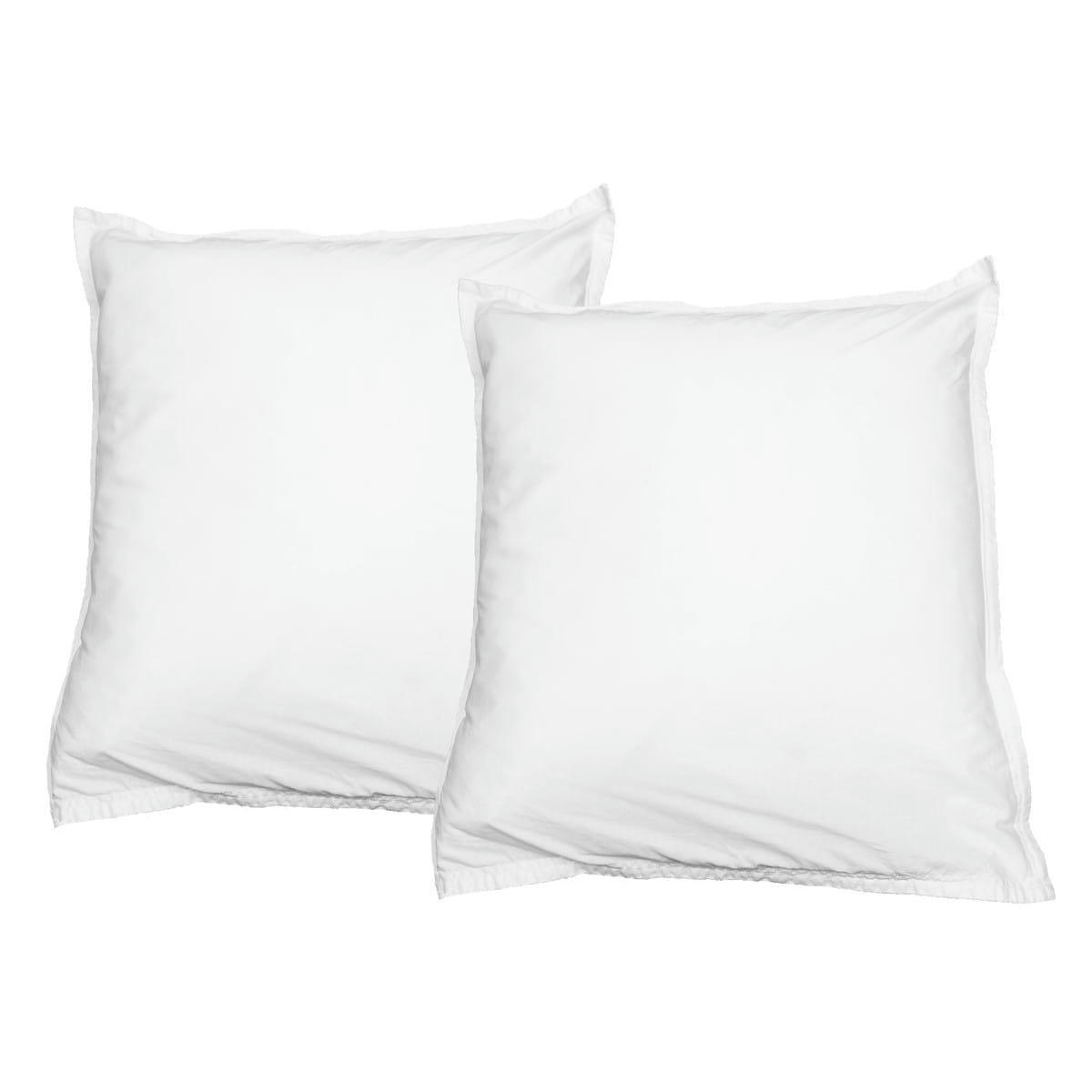 ORGANIKA - Lot de 2 taies d'oreiller en coton lavé bio Blanc 65x65 cm