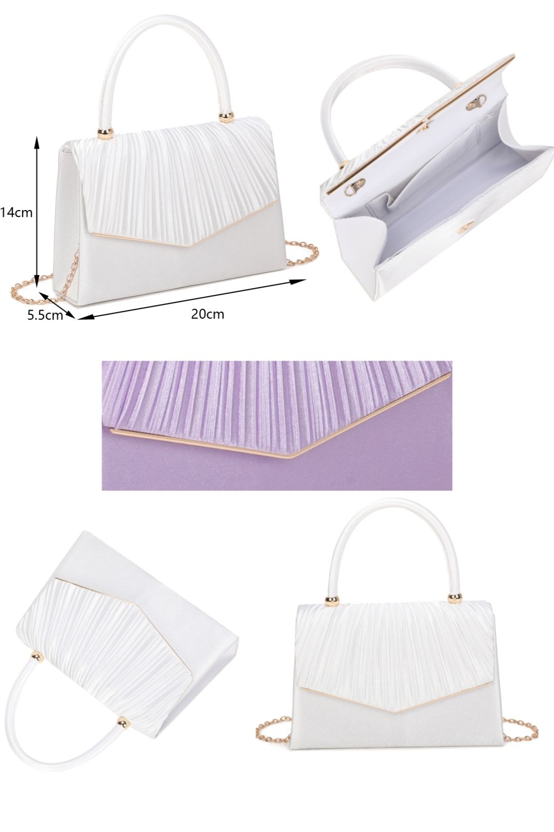 Fontanella Fashion Atelier Pleated Satin Top Handle Clutch Bag