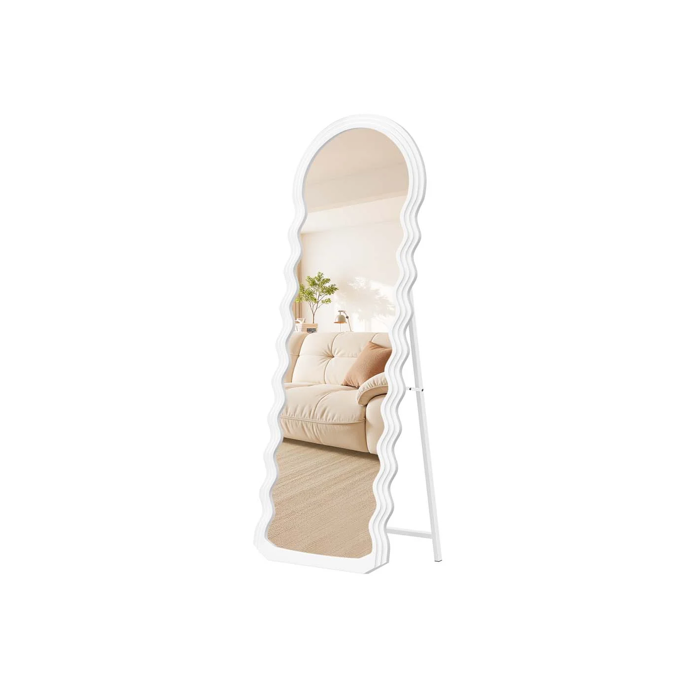 Miroir sur pied ondulé avec cadre