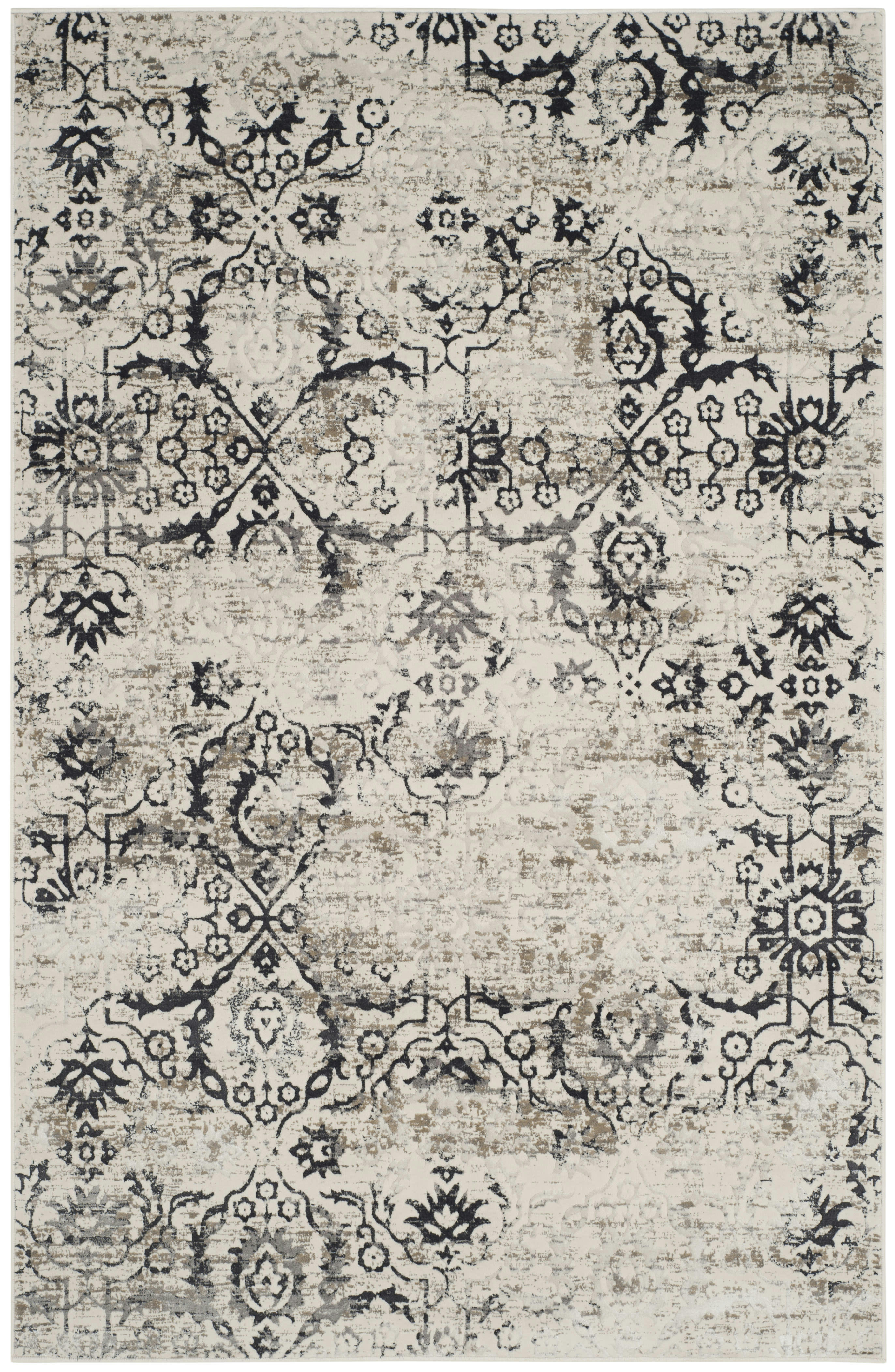 ARTIFACT - Tapis de salon interieur en gris charbon & crème, 122 x 183 cm