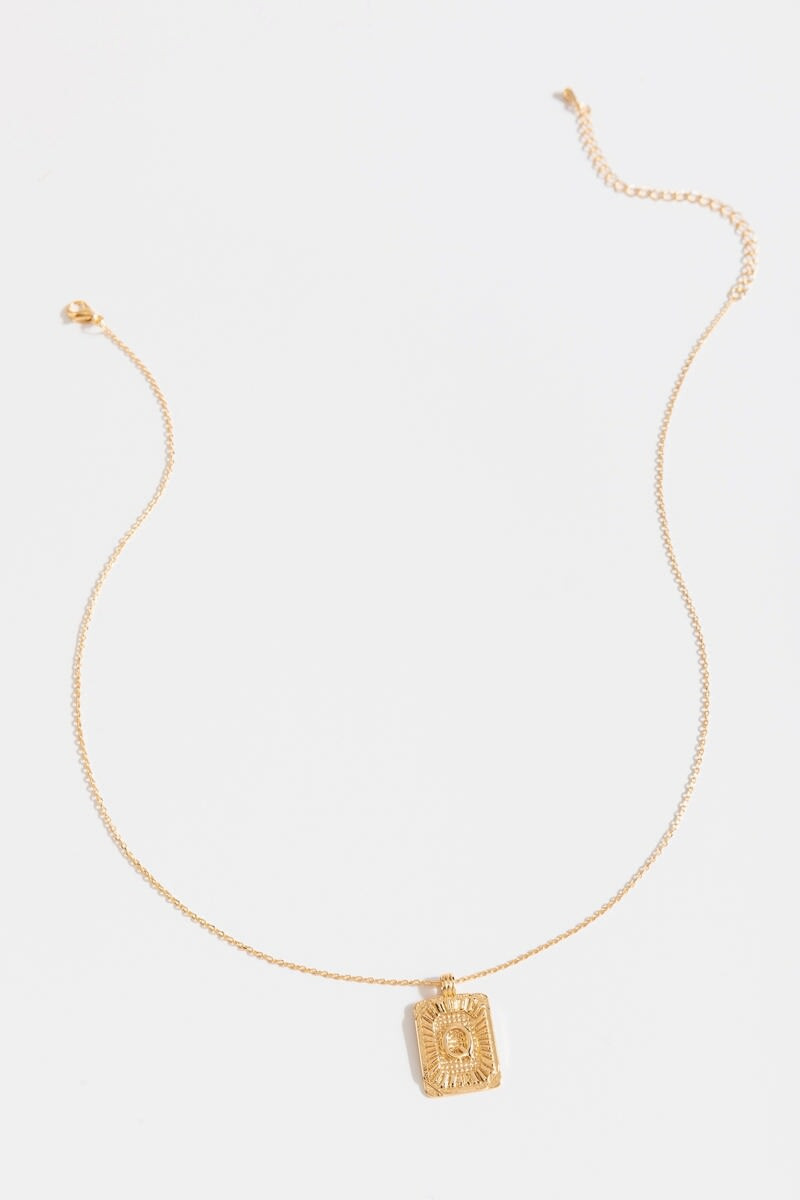 Initial ID Tag Pendant Necklace