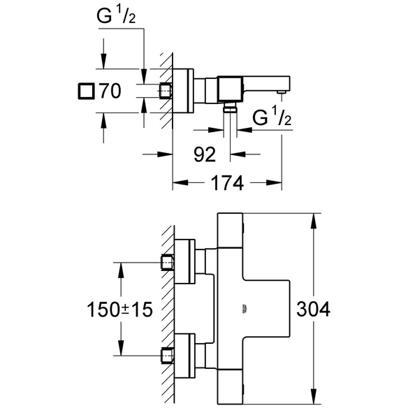 Thermostat-Wannenbatterie »Grohtherm Cube«, chromfarben