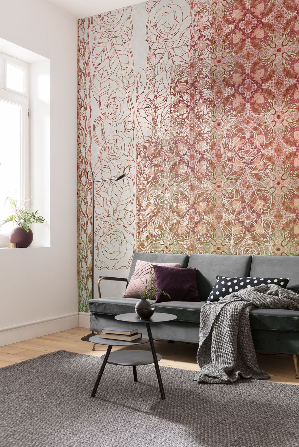 Sanders & Sanders fotobehang art nouveau motief rood - 250 x 280 cm - 611841