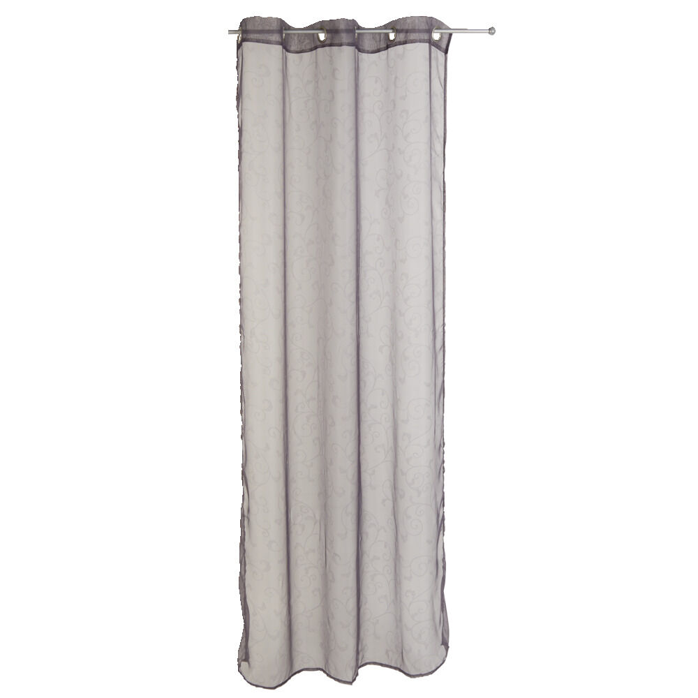 Voilage à oeillets gris foncé imprimé arabesque 140x240 cm