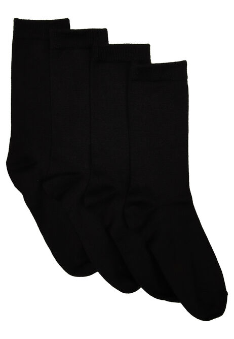 Womens 4pk Black Super Soft Ankle Socks