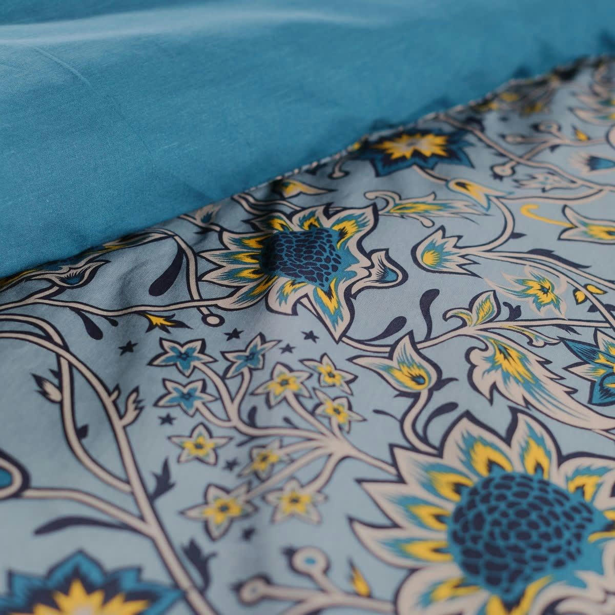 SUNSHINE ROMY - Parure de lit imprimé en coton bleu 220x240