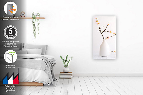ILO Radiateur électrique Soufflant Rayonnant Mural 1750W Extra Plat Déco Florale