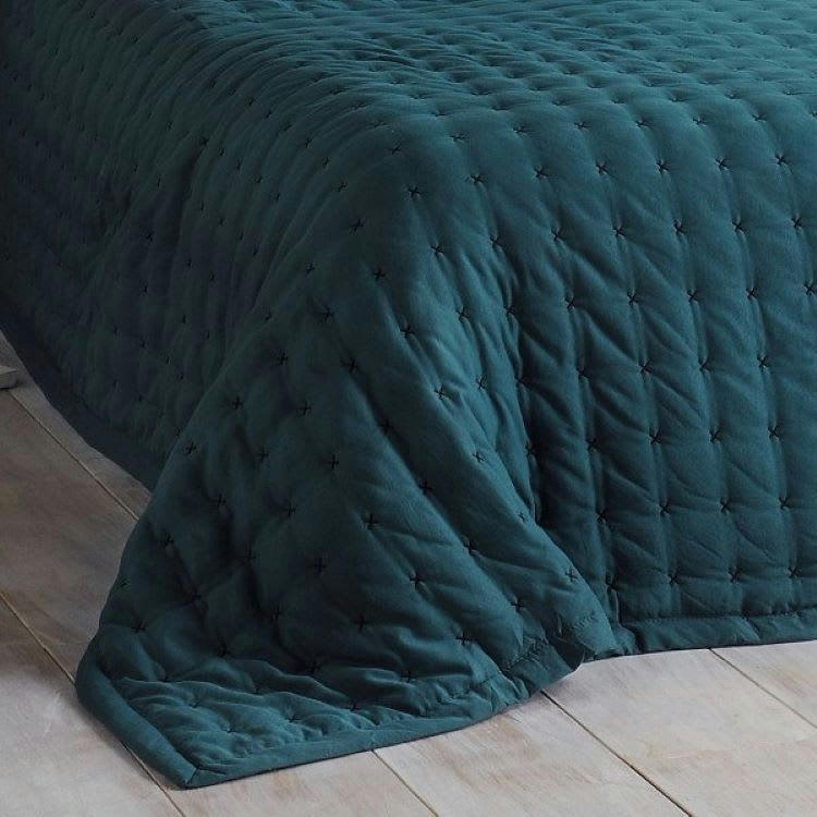 PALOMA - Dessus de lit polyester bleu canard  250x260cm