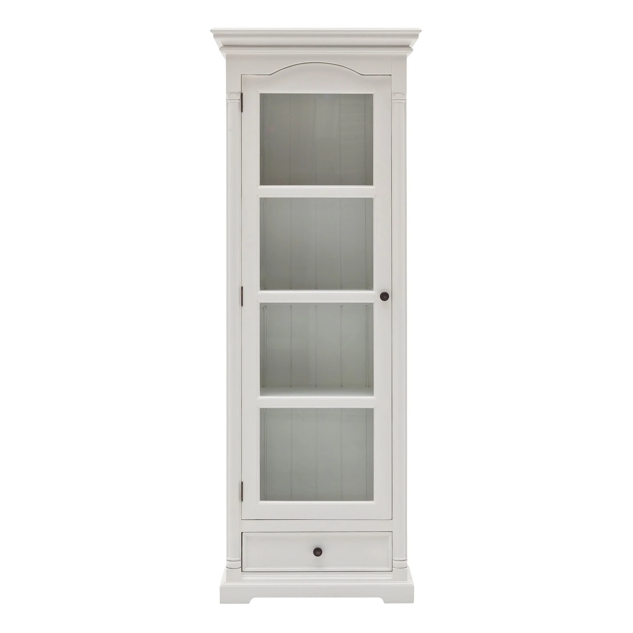 Traditional White and Glass Door Storage Cabinet - 27.56 W x 17.72 D x 74.8 H