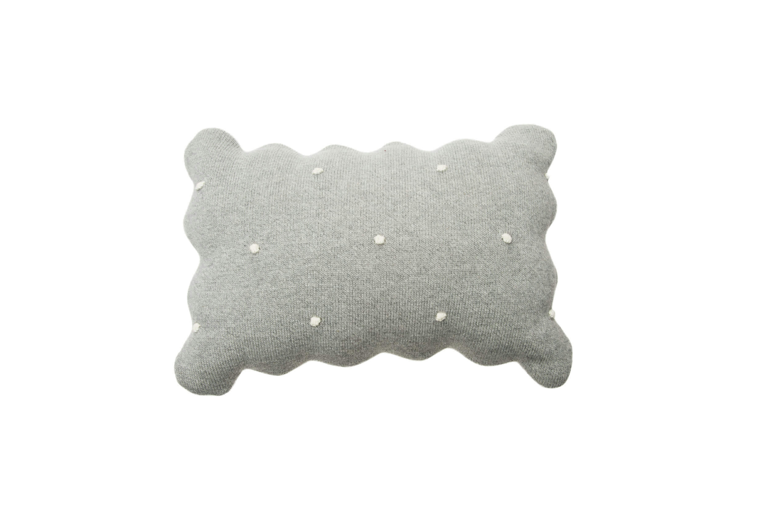 BISCUIT - Coussin rond biscuit de coton gris 25x35