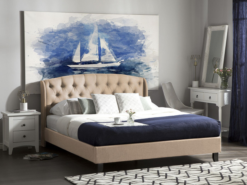 Łóżko pikowane 180x200 cm beżowe