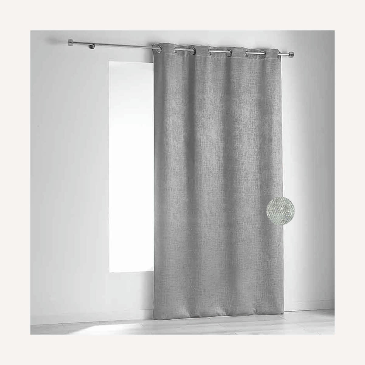 - Rideau  en velours fiore polyester/velours gris clair 140x260 cm