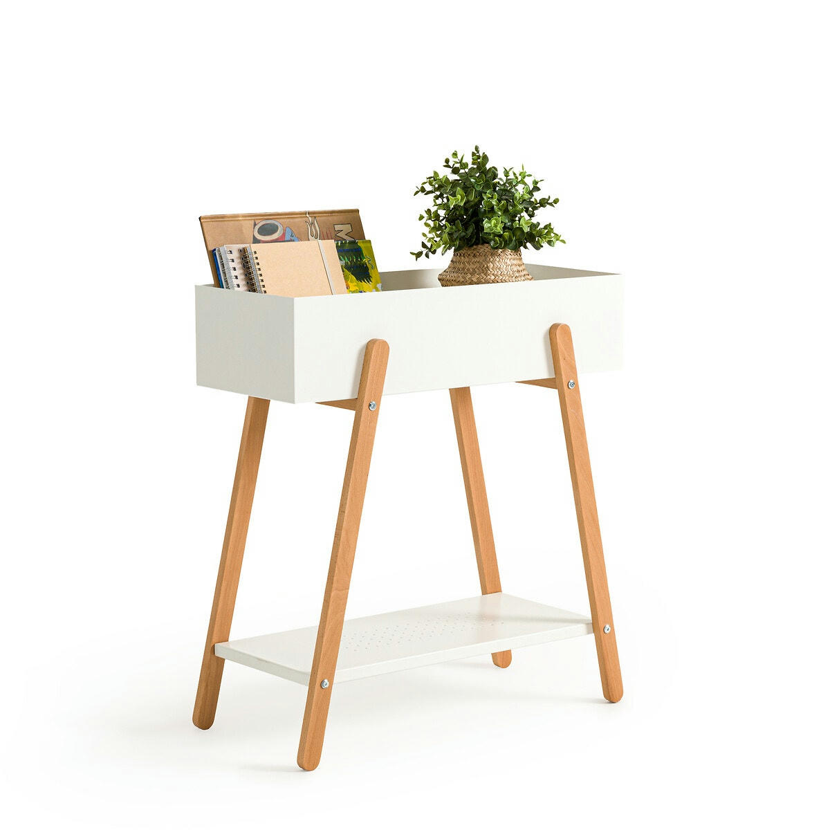 Etagère en métal fer et bois d'hévéa, Jarie