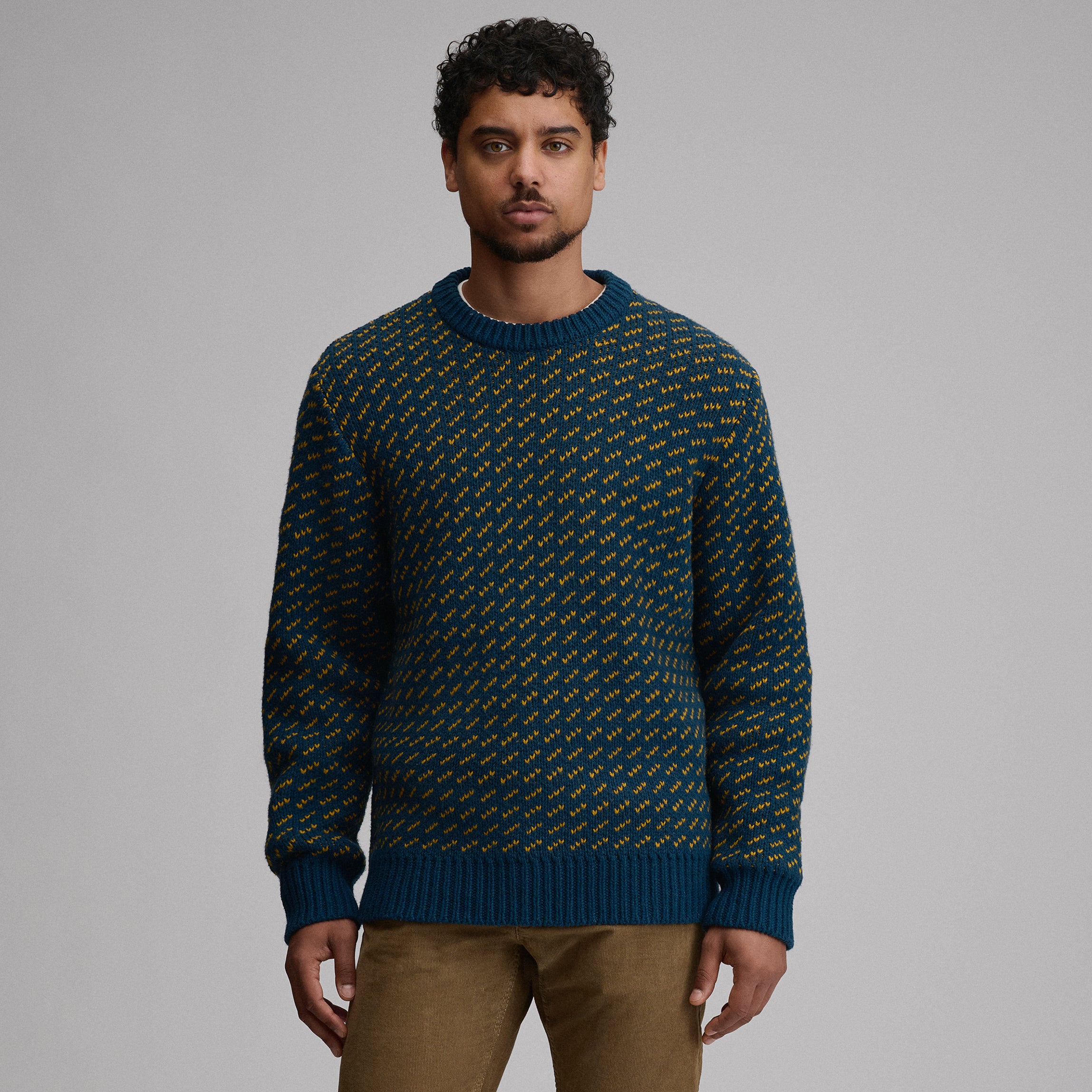 Men's Holiday Festive Birdseye Crew Sweater