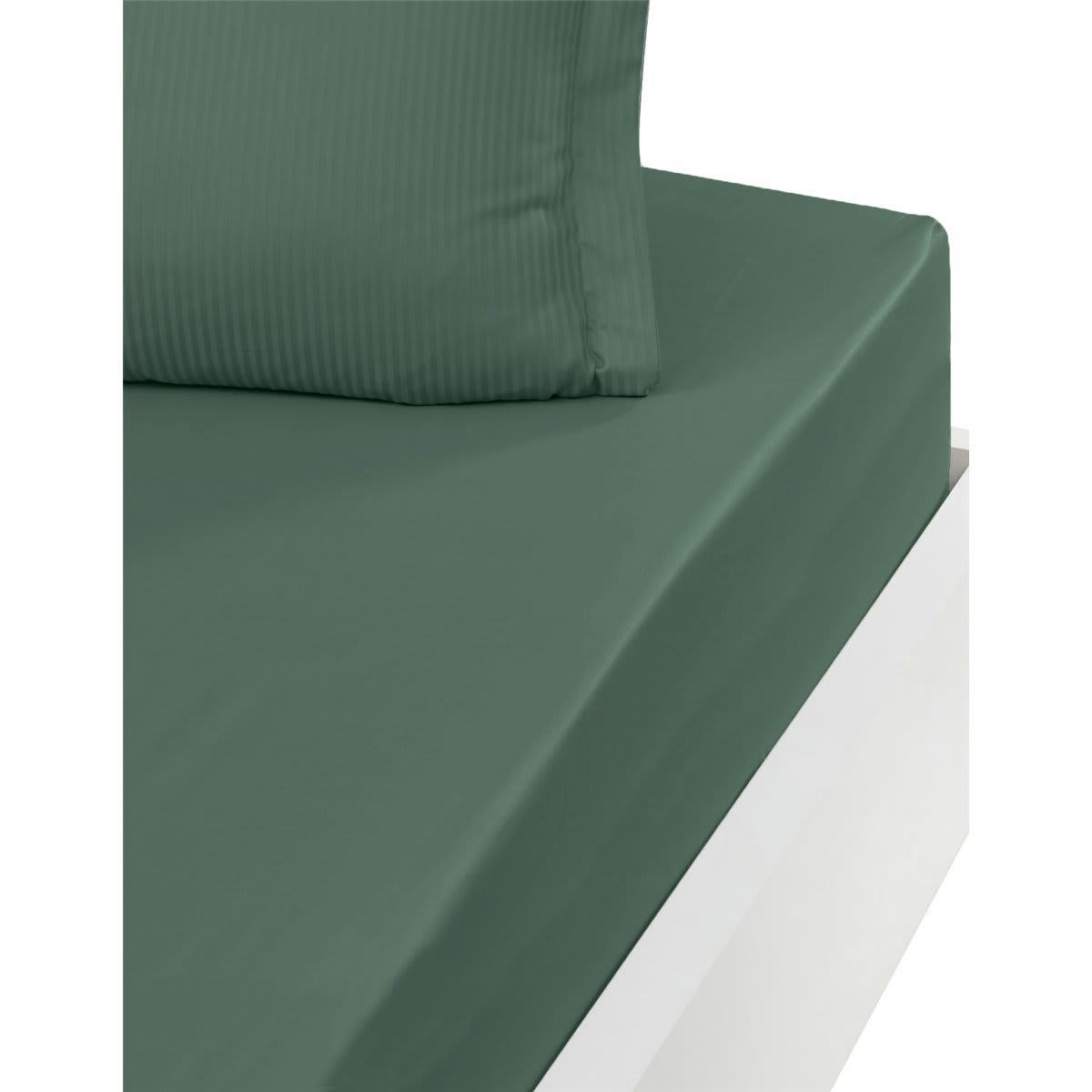 VERSAILLES - Drap housse uni en satin de coton 120 fils bo eucalyptus 160x200 cm