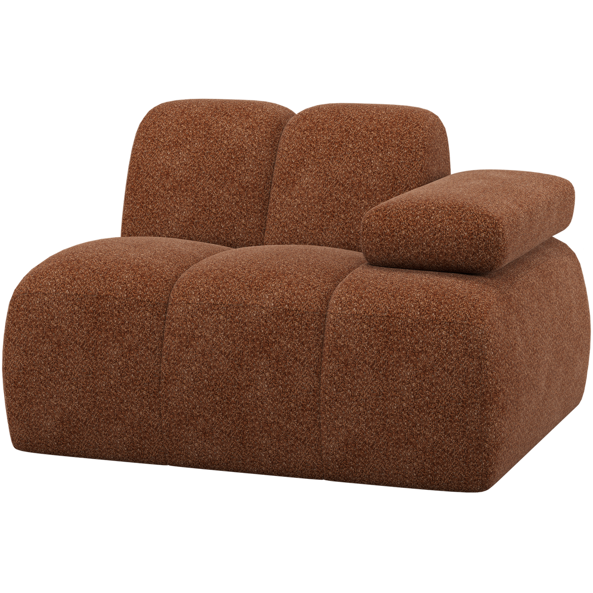 WOOOD 1-zits element bank arm rechts Mojo - Wollig - Roestbruin - 74x124x97