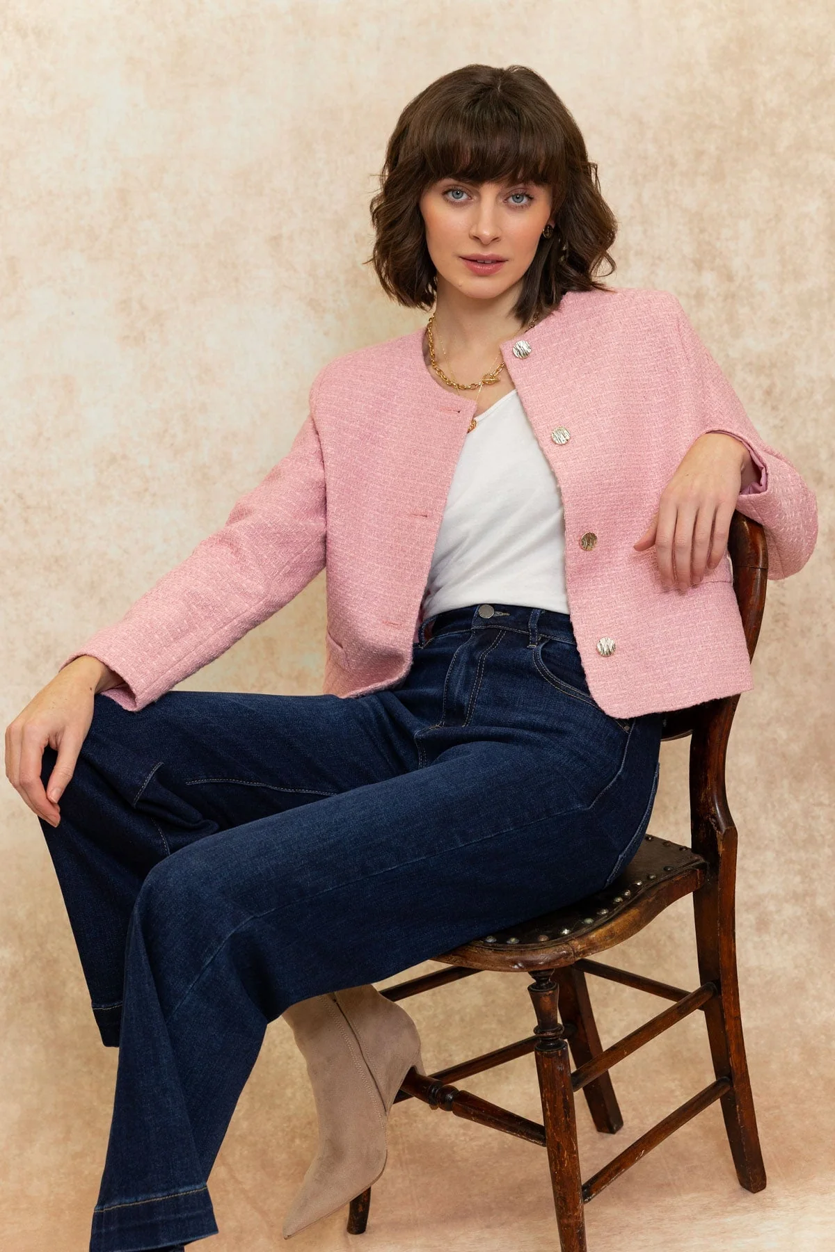 Bouclé Jacket in Pink