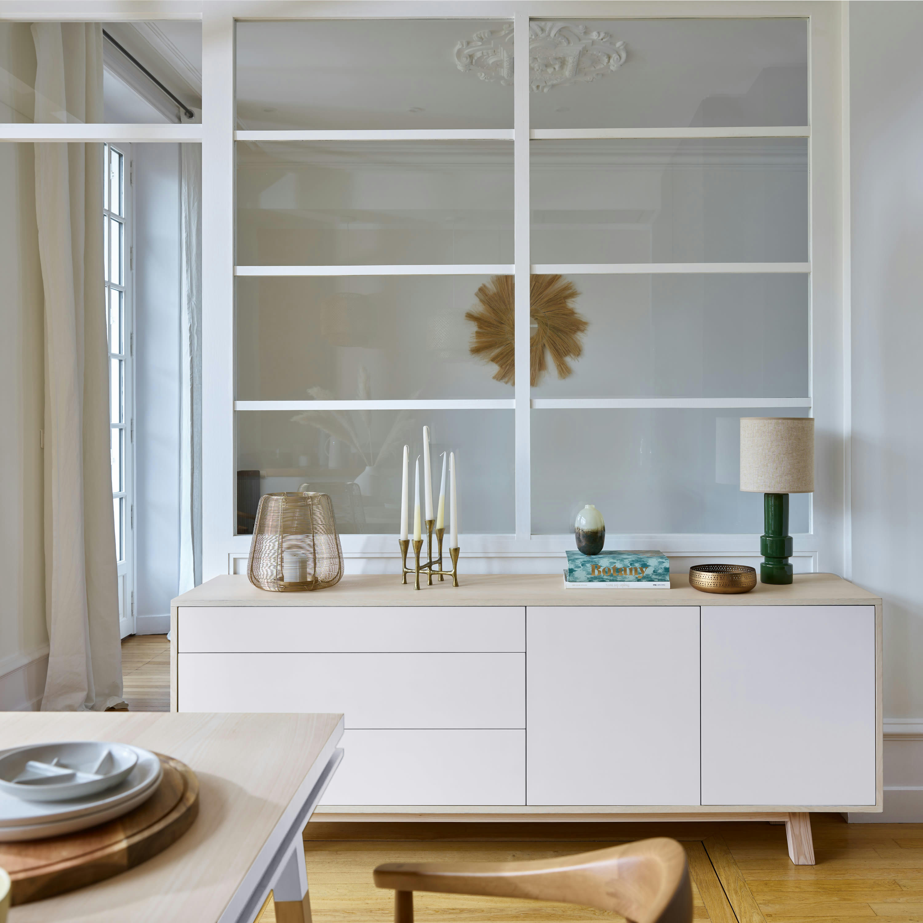 KUBE - Buffet bas 2 portes+3 tiroirs 200 cm, en frêne