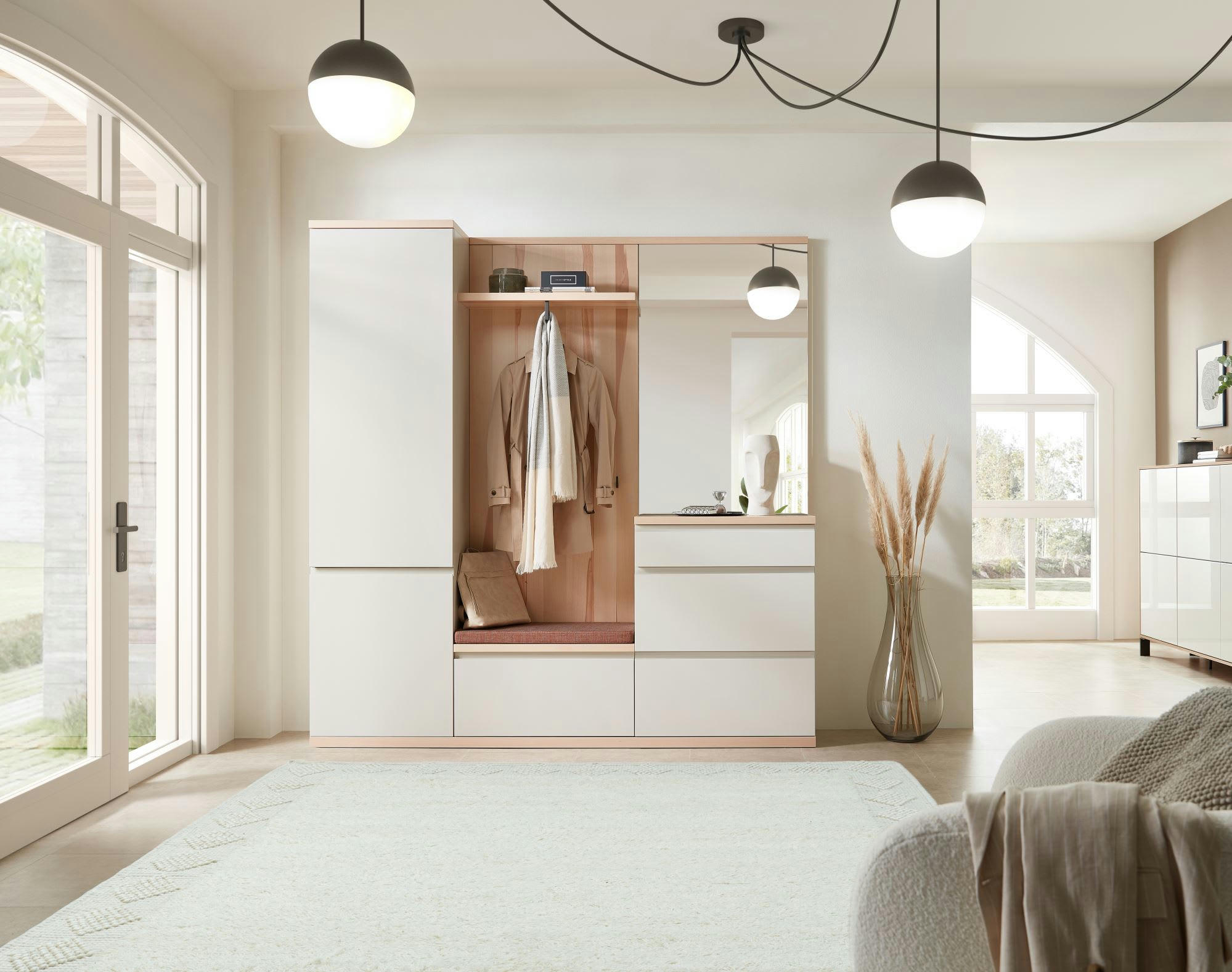 BERGEN - Tapis scandinave tissé main en laine - naturel 170x240 cm