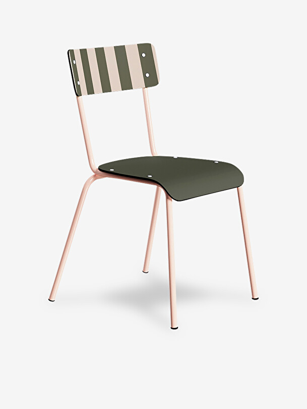 Chaise suzie french riviera rayee kaki - les gambettes kaki